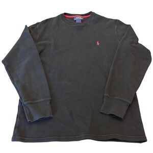 Polo Ralph Lauren | Mens M | Black Waffle Knit Thermal Henley Long Sleeve Shirt